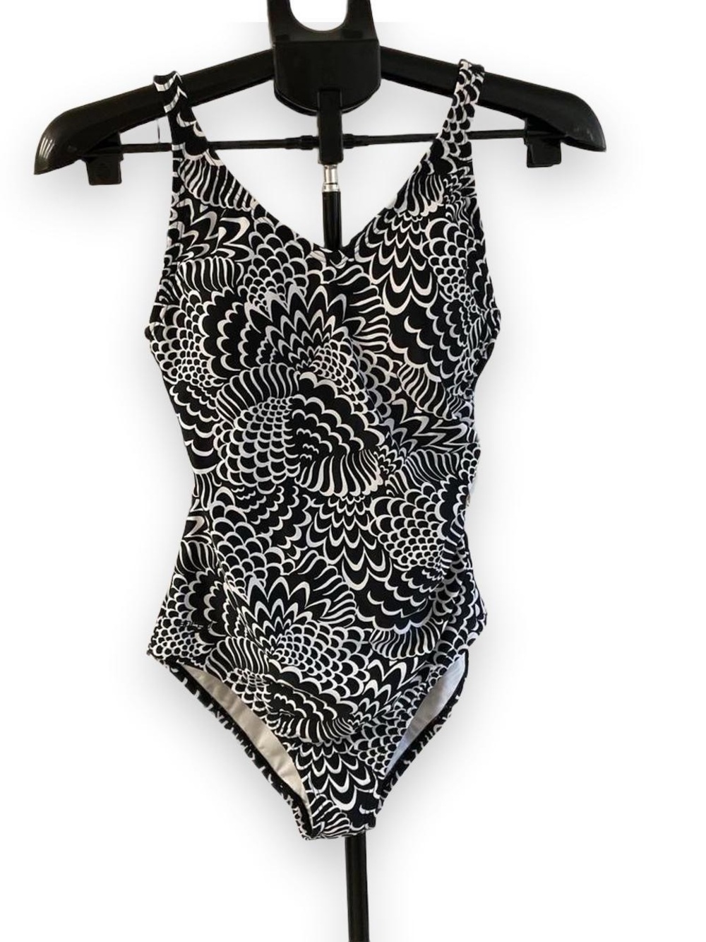 Speedo Black & White Floral-Pattern Kids One-Piece Swimsuit